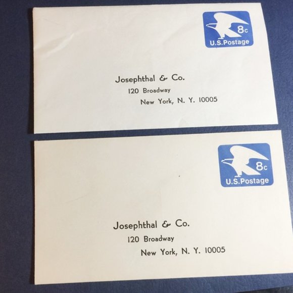 2 Josephthal Co Postage Paid Envelopes Stock Market Broker Unused Vintage 1970s - Picture 1 of 2